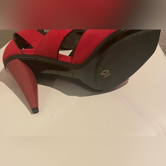 Balenciaga Heels - Size 7 US - Red Seude - balletcorp - Open Toe - Y2k - Sandals - Picture 8 of 11